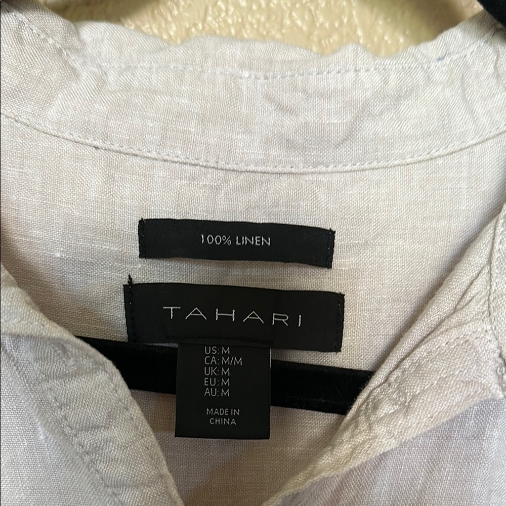Tahari 100% Linen Button up sleeveless Dress - Picture 2 of 3